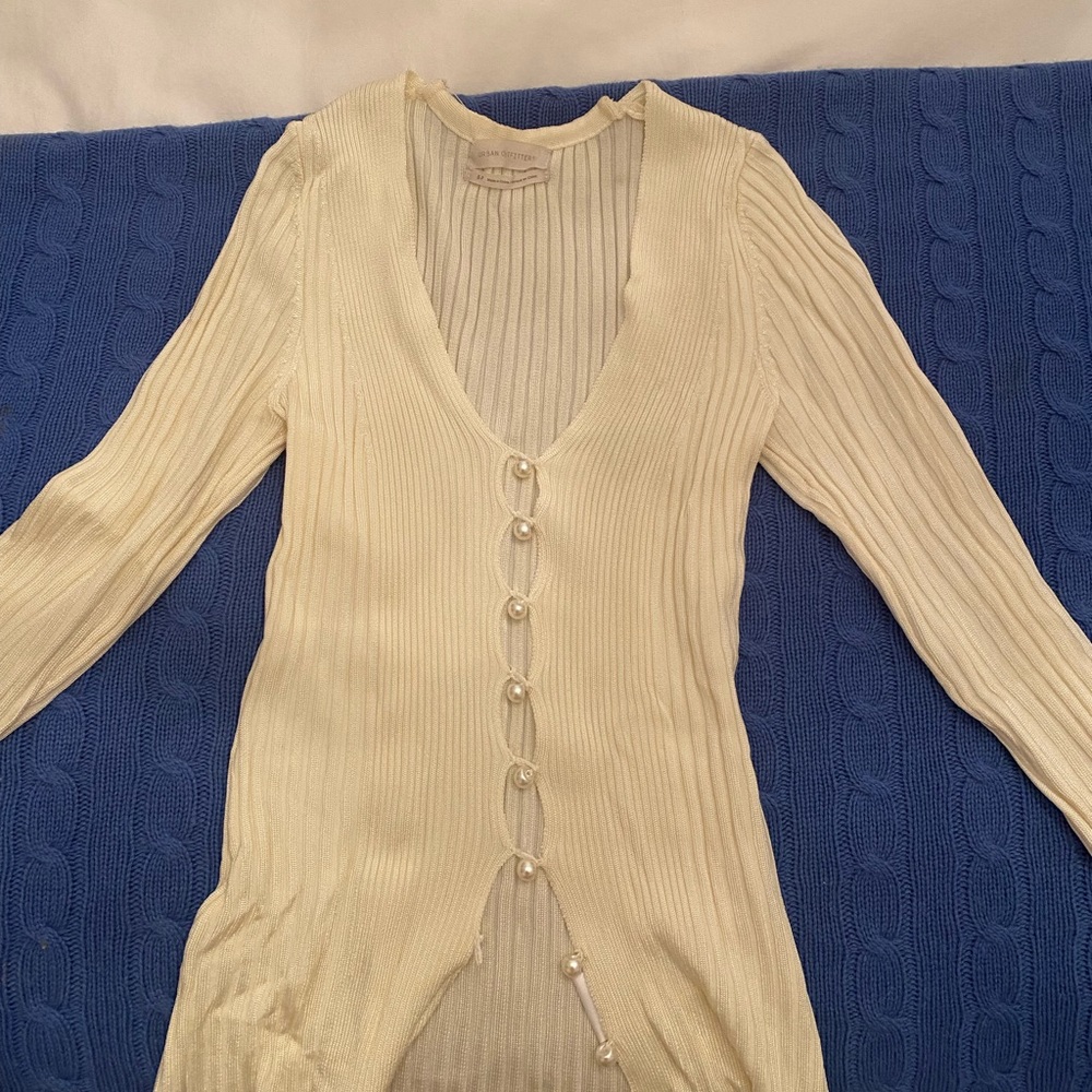 Cropped pearl cardigan from urban outfitters